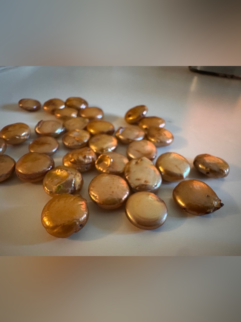 30 Genuine Freshwater Coin Pearls 12-13mm Bronze/Copper Tones